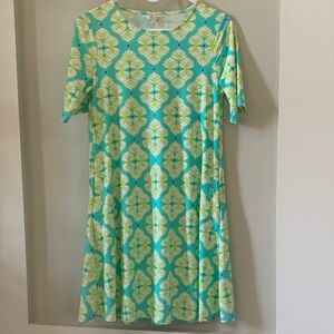 All For Color Aqua & Lime Floral Swing Dress